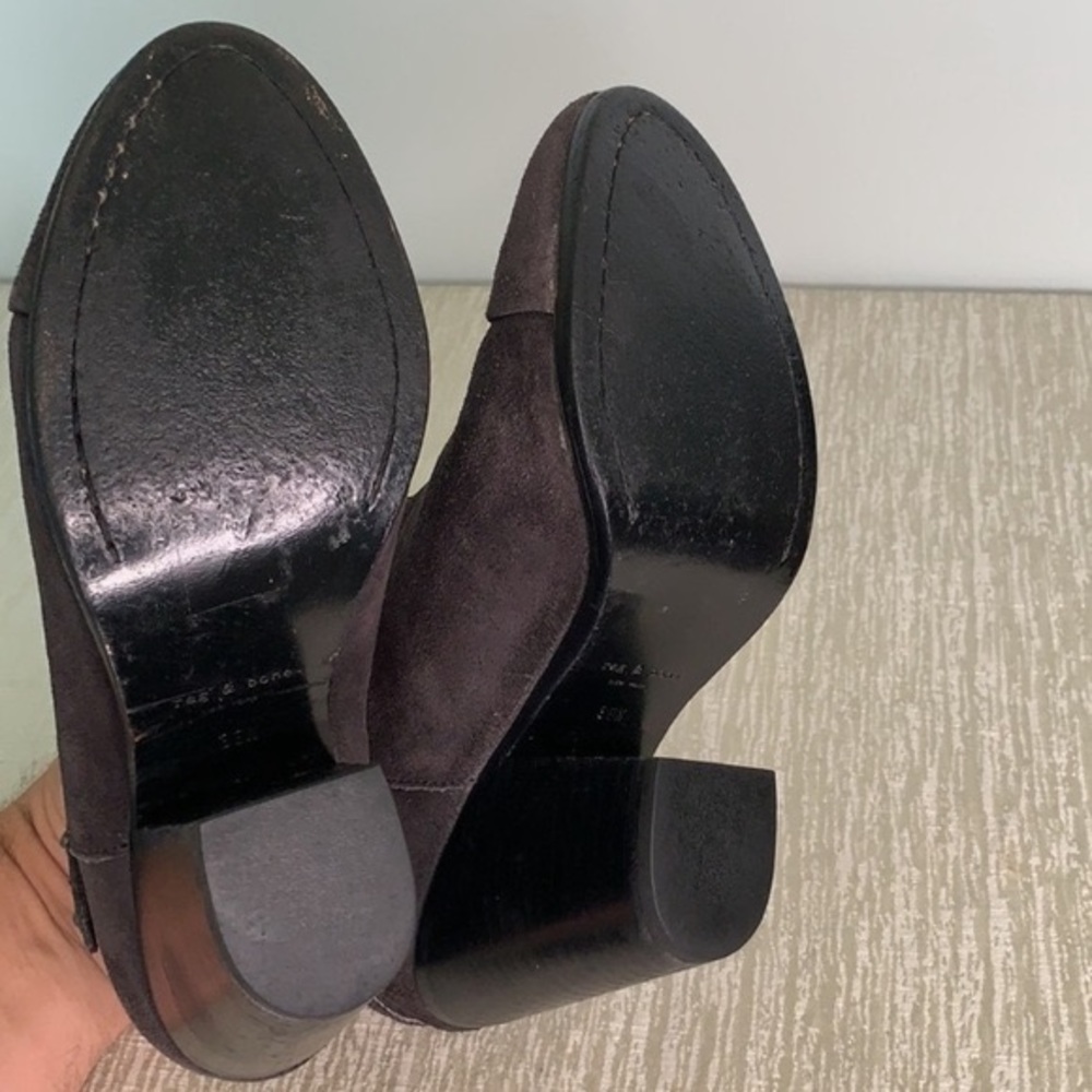 #243 Rag & Bone Soft Black Distressed Boho Leather Heel Boots - Picture 15 of 17